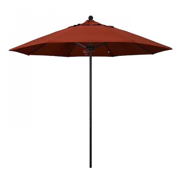 California Umbrella 9' Black Aluminum Market Patio Umbrella, Sunbrella Terracotta 194061335338 - main